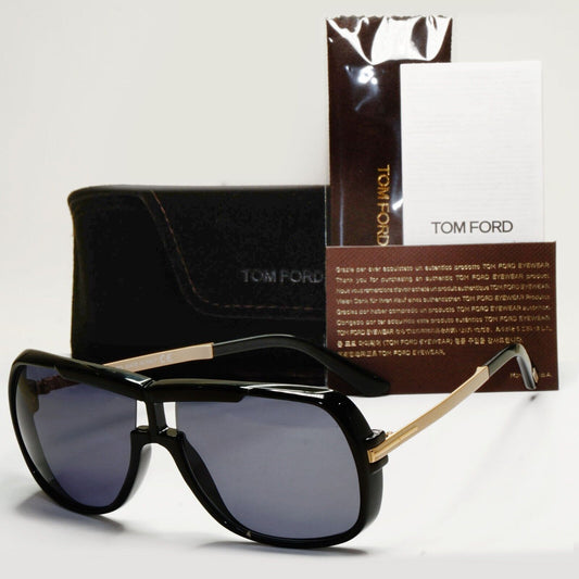 Tom Ford Sunglasses Black Gold Grey Square Caine FT0800 TF 800 01A Pilot 230924