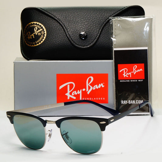 Ray-Ban Sunglasses Clubmaster Metal Polarised Chromance Blue RB 3716 9254/G6