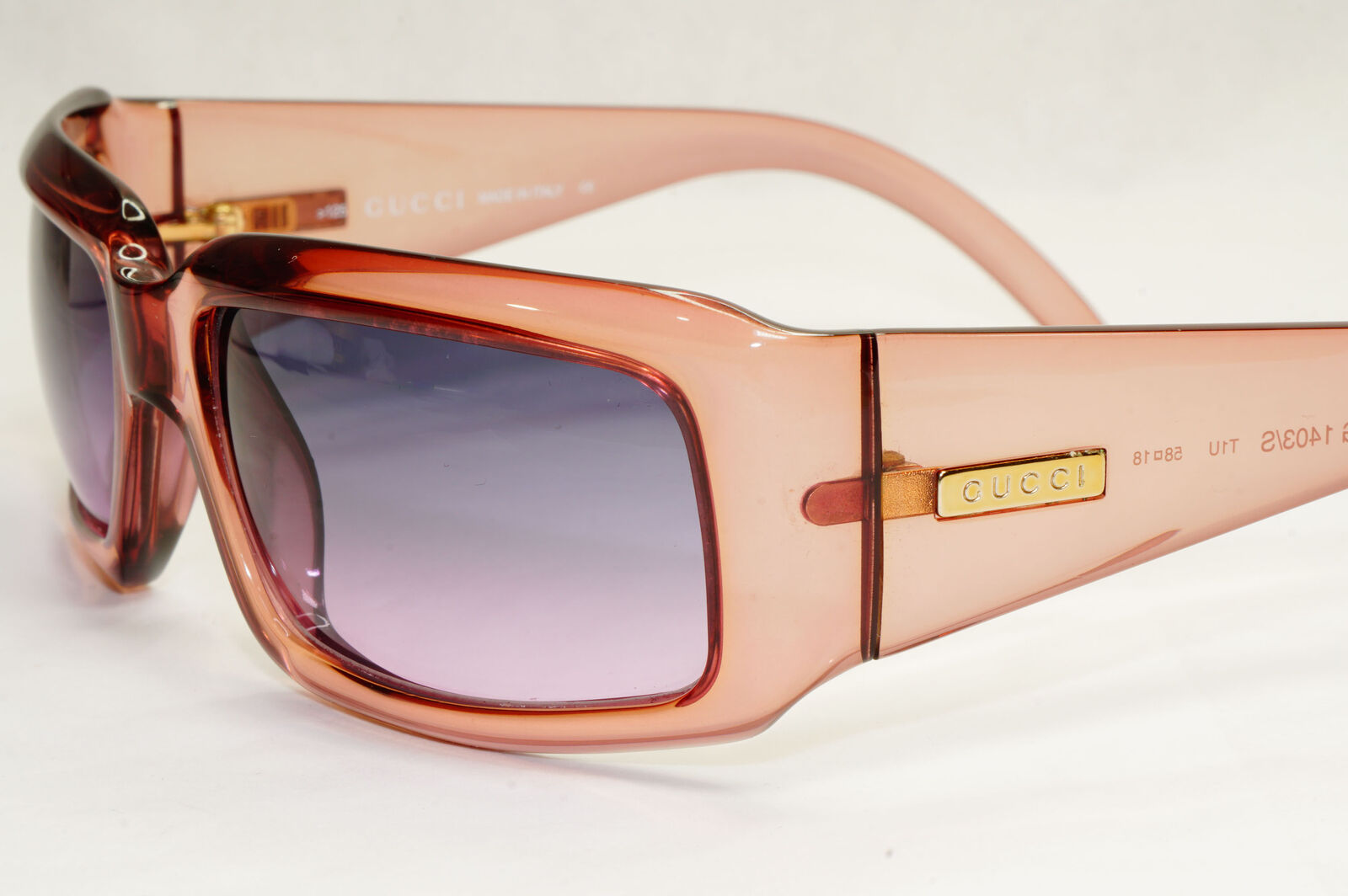 Gucci Sunglasses 1996 Vintage Pink Transparent Square Grey GG 1403/S T1U 180124