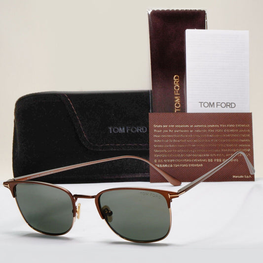 Tom Ford Sunglasses Brown Green Metal Square Liv FT0851 TF 851 49N 52mm