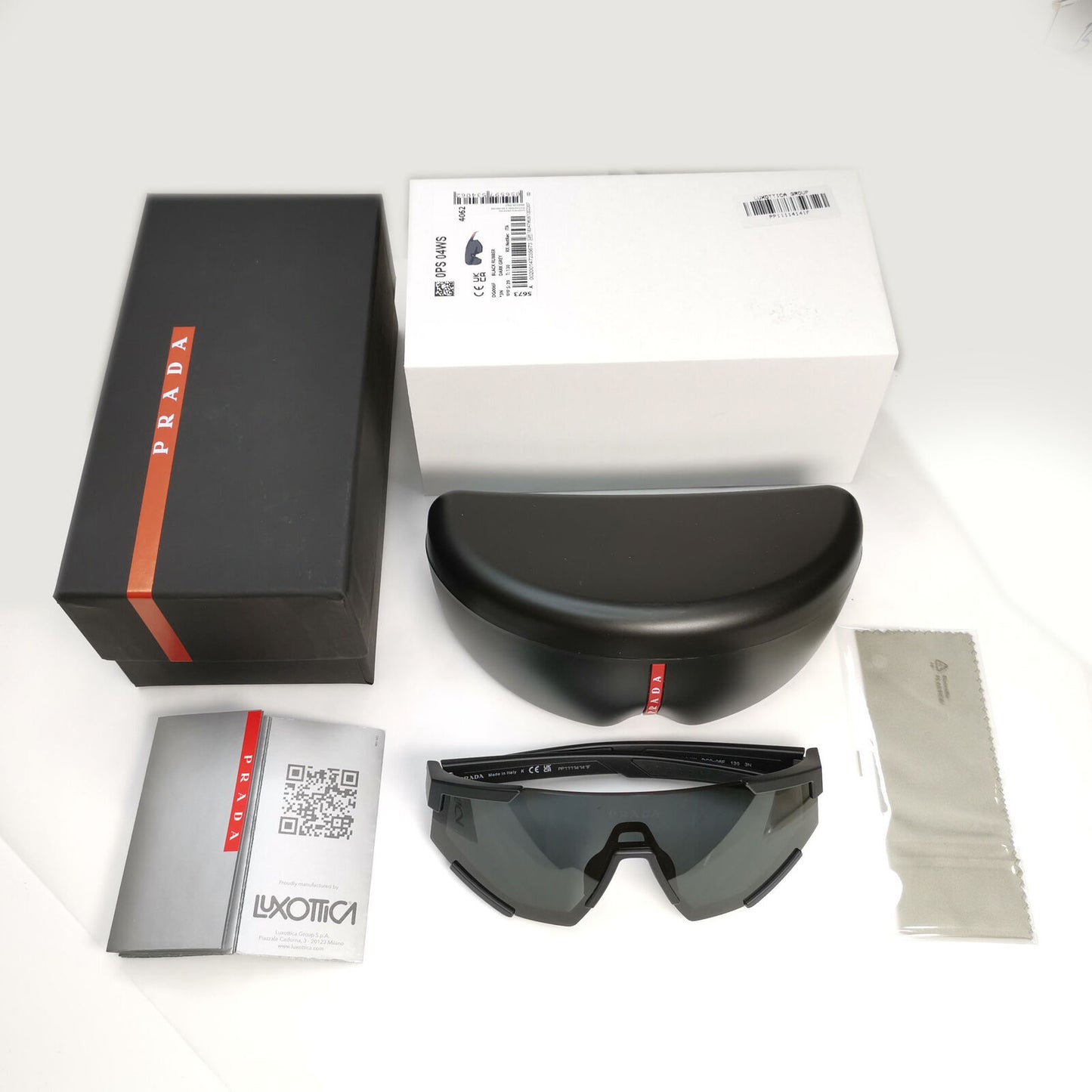 Prada Sunglasses Black Shield Visor Wrap Cycling Ski PS04WS SPS 04W DG0-06F