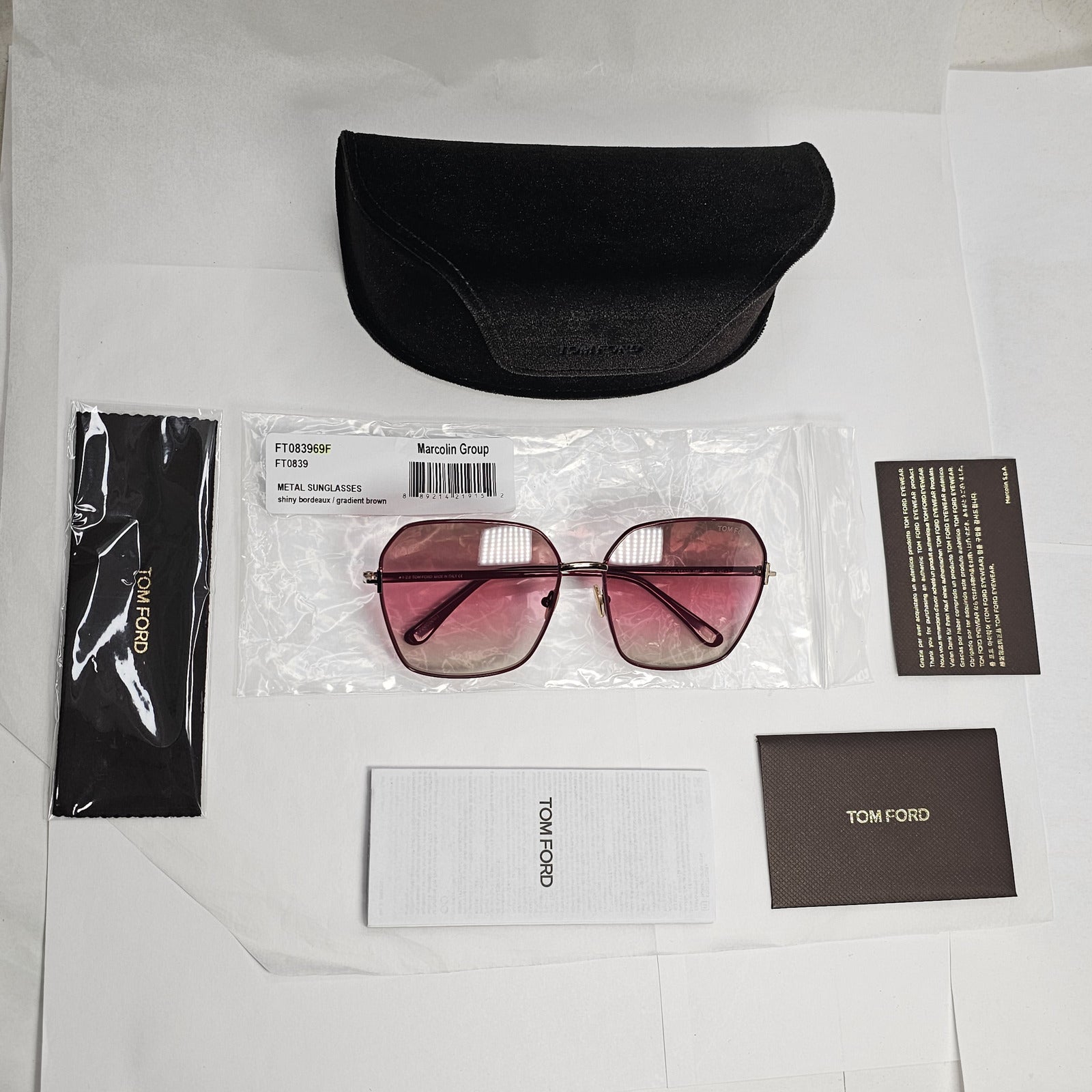 Tom Ford Sunglasses Claudia-02 Dark Red Burgundy Gradient FT0839 TF 839 69F