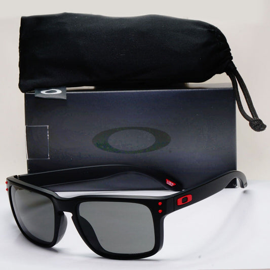 Oakley Sunglasses Holbrook Black Matte Grey Prizm Square Red OO 9102 U2 57mm