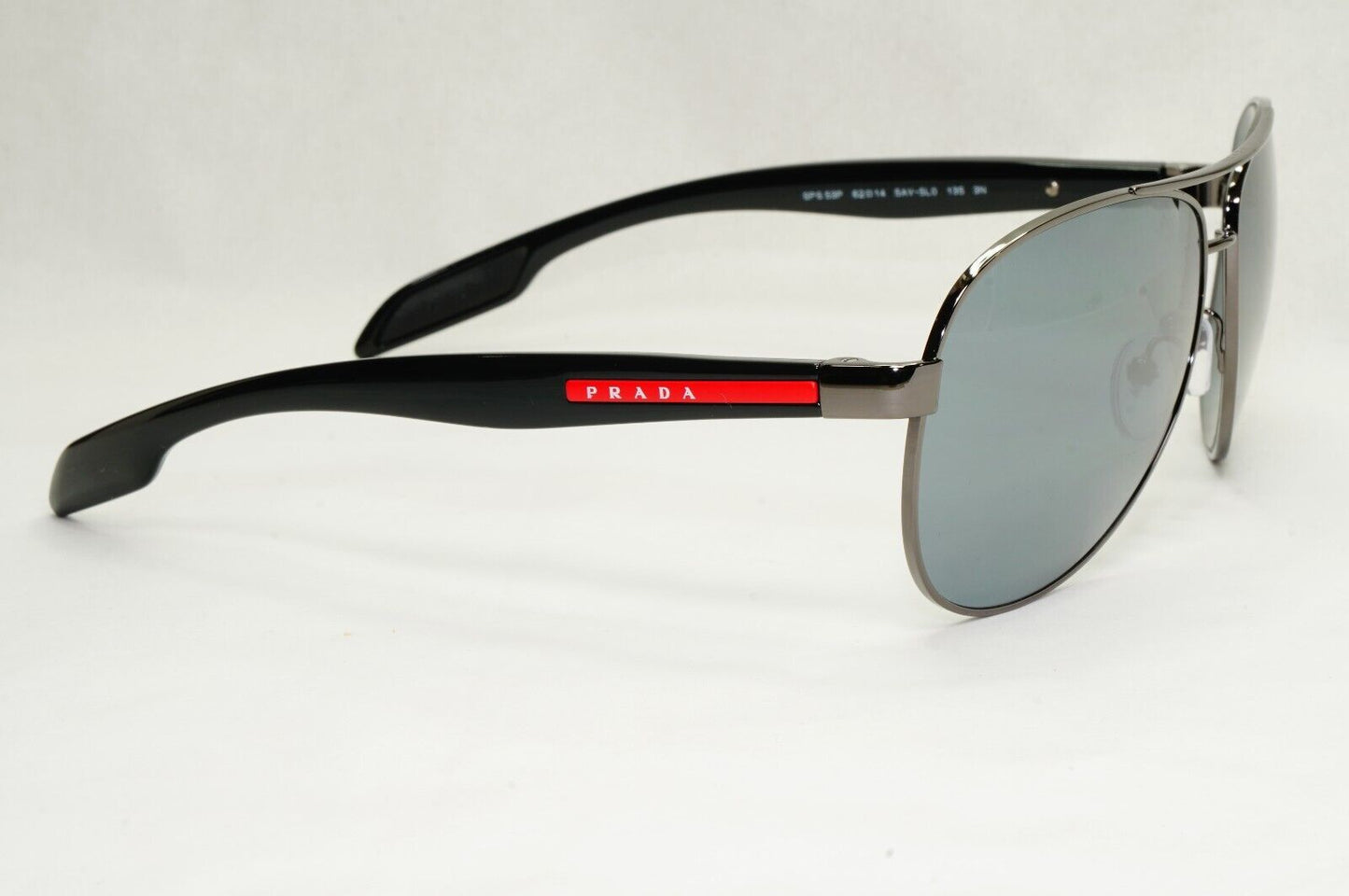 Prada Sunglasses Black Grey MIrror Pilot Gunmetal PS53PS SPS 53P 5AV-5L0 62mm