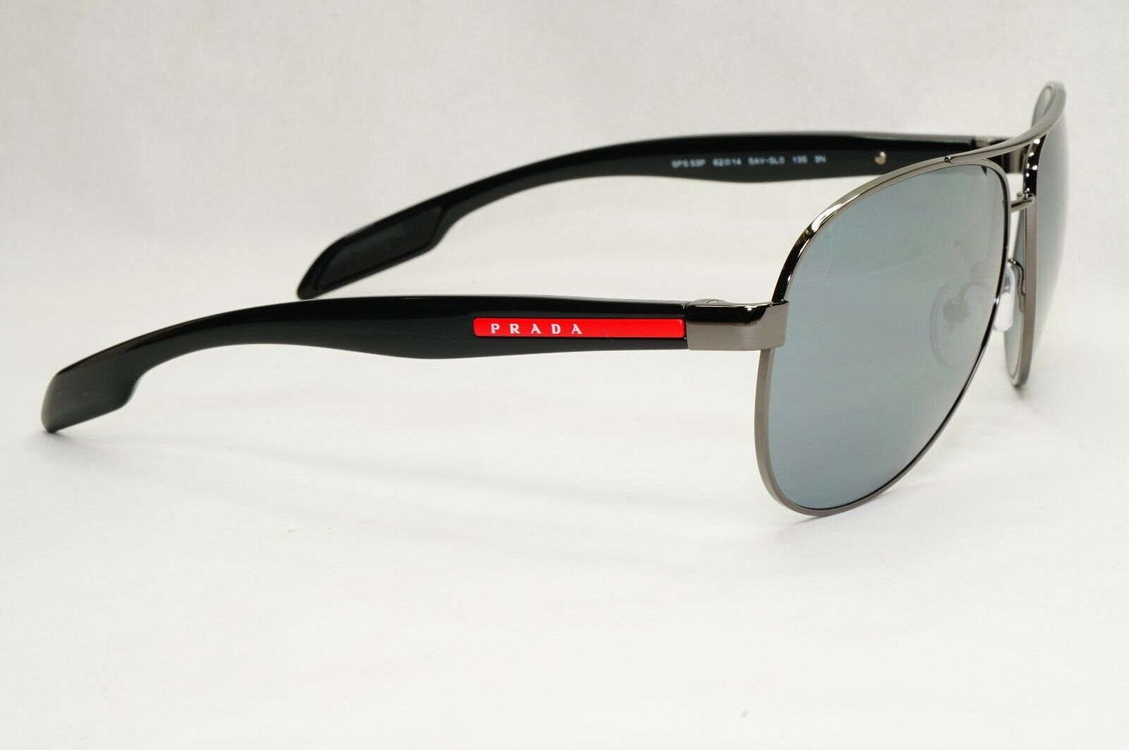 Prada Sunglasses Black Grey MIrror Pilot Gunmetal PS53PS SPS 53P 5AV-5L0 62mm