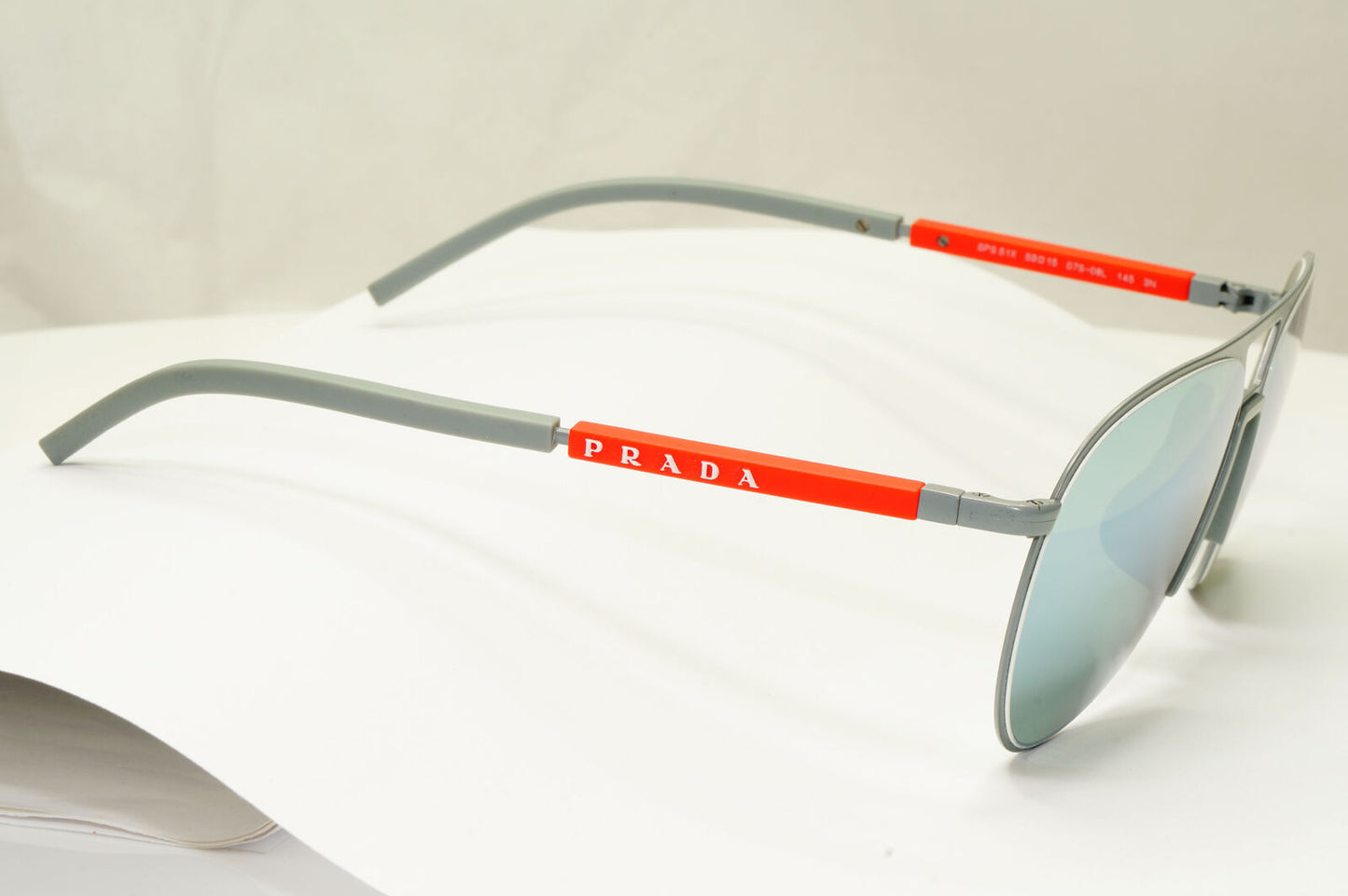 Prada Blue Mirror Sunglasses Grey Pilot Red Mens Fashion SPS 51X 07S-08L PS51XS