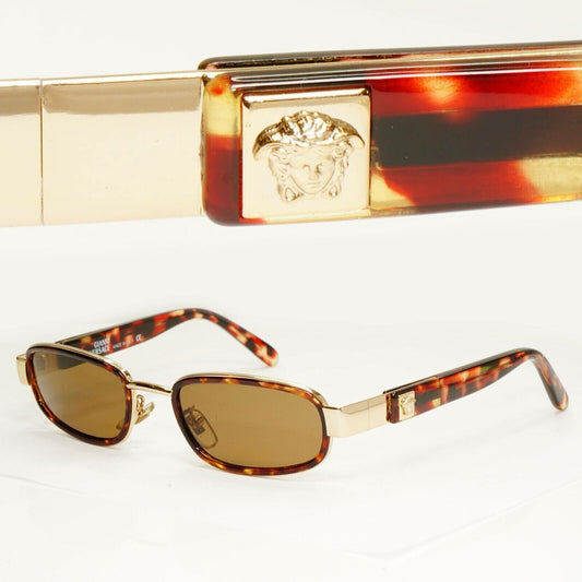 Gianni Versace 1996 Vintage Brown Gold Medusa Metal Sunglasses MOD X29 COL A11