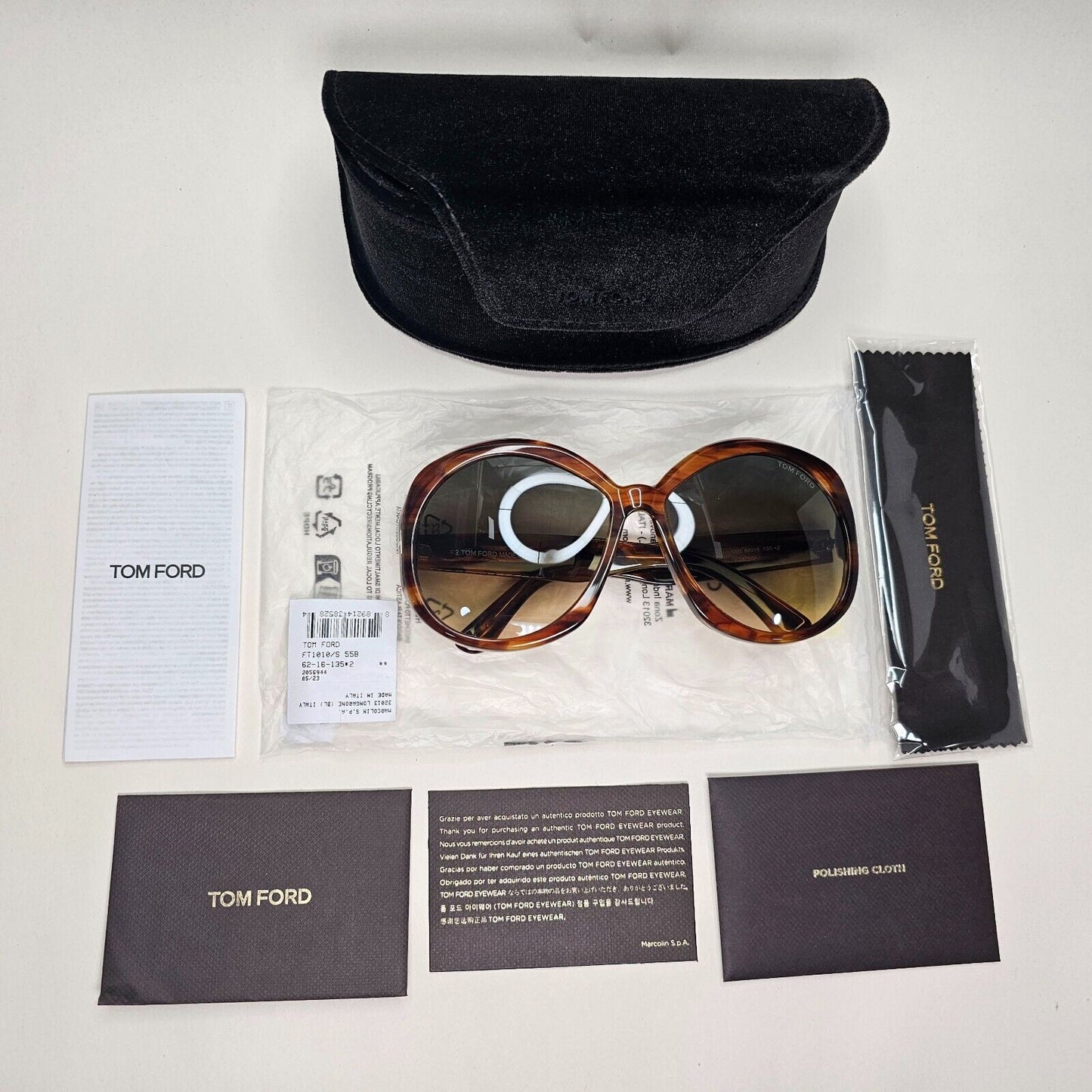 Tom Ford Sunglasses Annabelle Brown Tortoise Oversized Large FT1010 TF 1010 55B