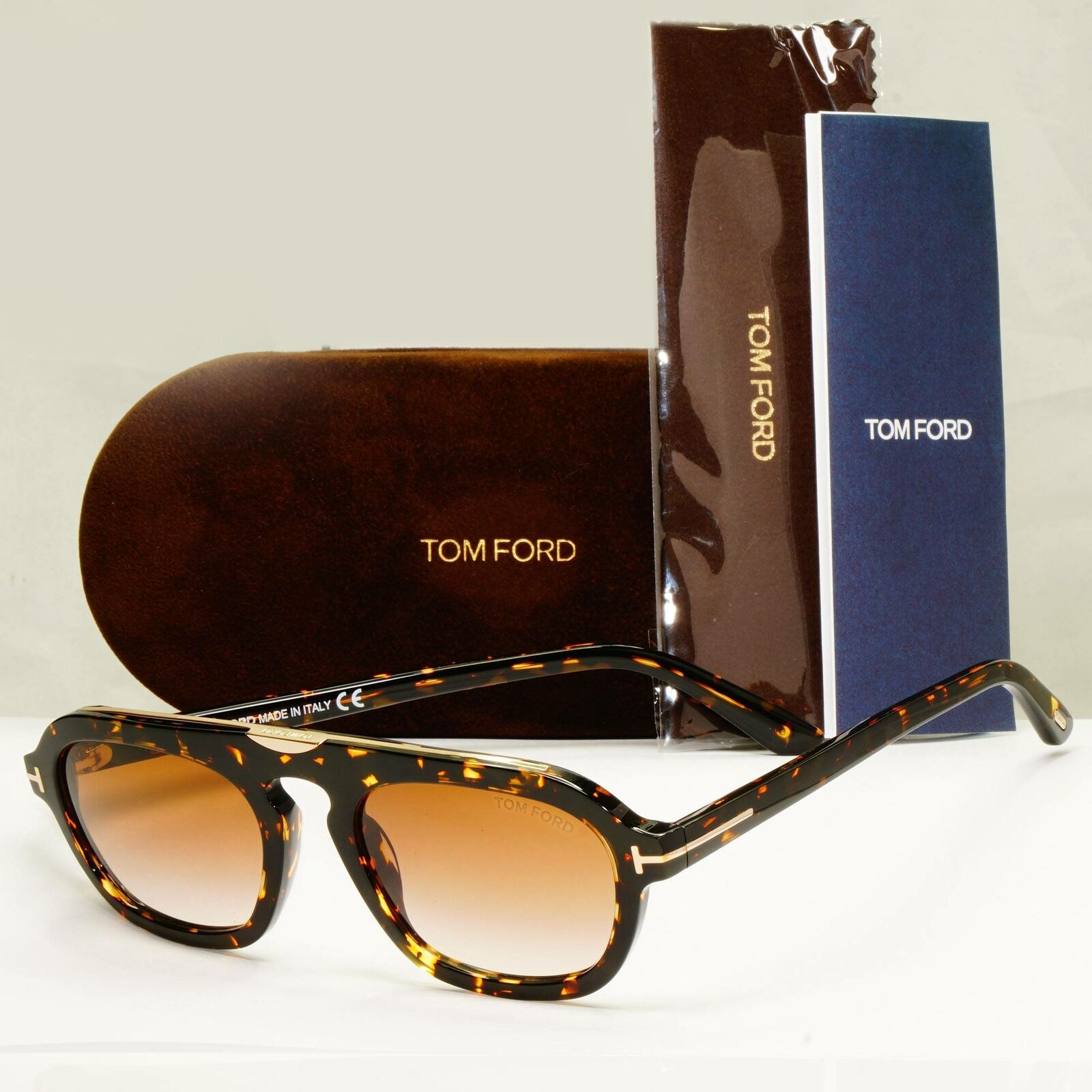 Authentic Tom Ford Mens Dark Brown Gold Sunglasses Sebastian 02 TF 736 56F