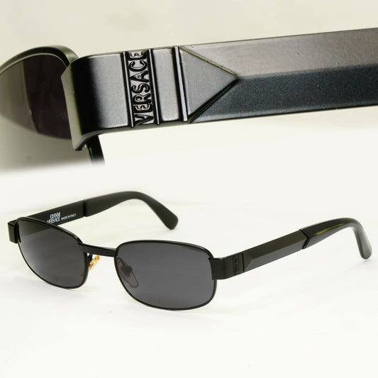 Gianni Versace 1996 Vintage Unisex Black Rectangle Sunglasses MOD S31 COL 028