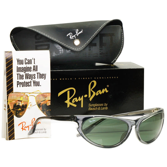 Ray-Ban Sunglasses 1997 Vintage Bausch Lomb Wrap Grey Green B&L W2199 Skyline