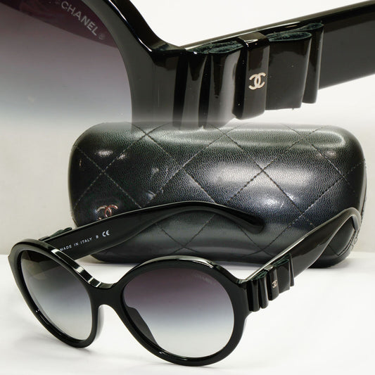 Chanel 2013 Sunglasses Leather Bow Black Square Gradient 5283-Q c.501/S6 221122