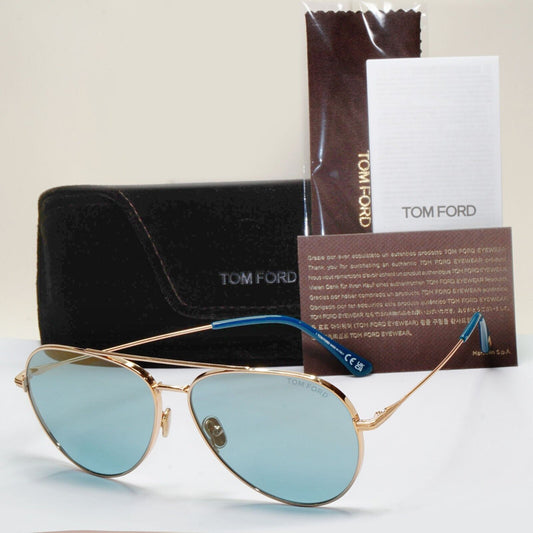 Tom Ford Sunglasses Dashel-02 Gold Blue Mirror Pilot Large FT0996 TF 996 28X