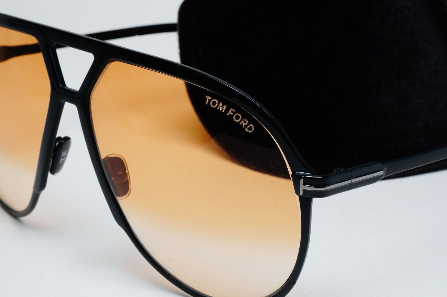 Tom Ford Sunglasses Xavier Black Yellow Gradient Large Pilot FT1060 TF 1060 01F