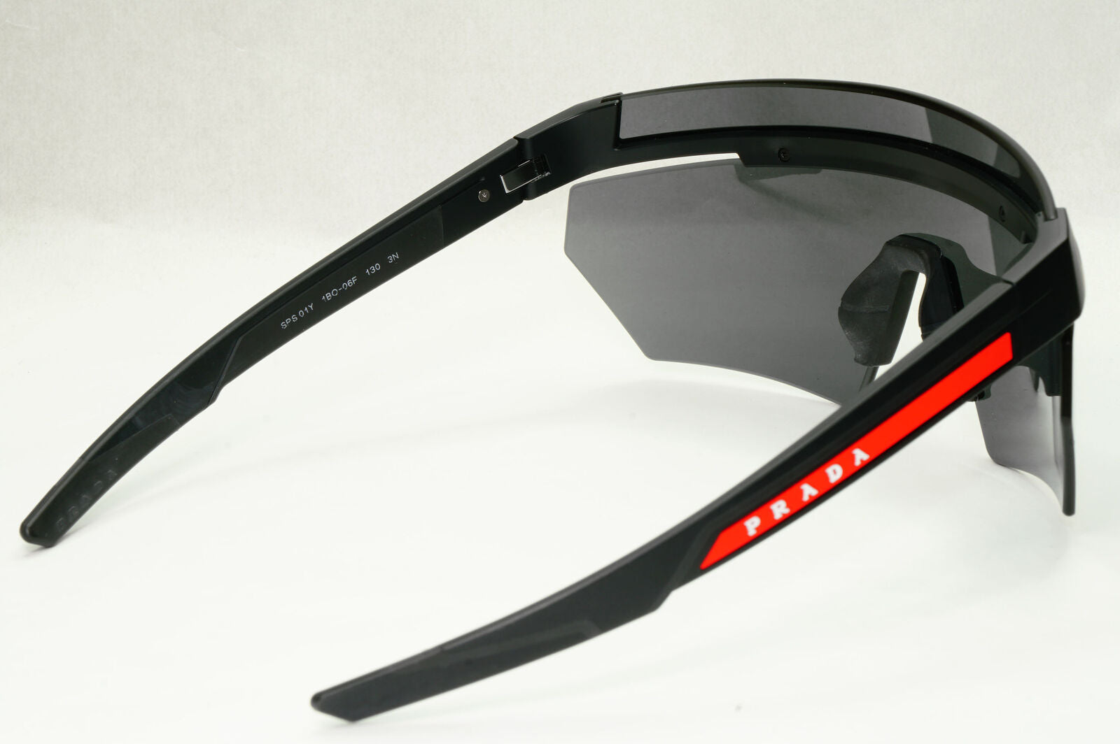 Prada Sunglasses Black Shield Visor Oversized Large Ski PS01YS SPS 01Y 1BO-06F