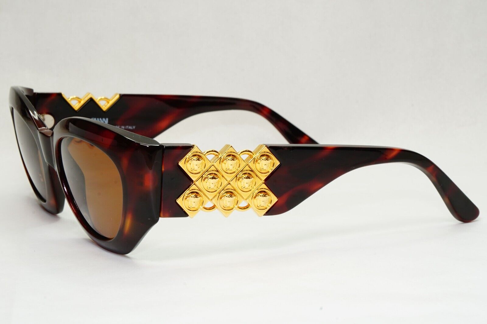 Gianni Versace Sunglasses 1996 Vintage Brown Gold MOD 420/D 900 Biggie 111223