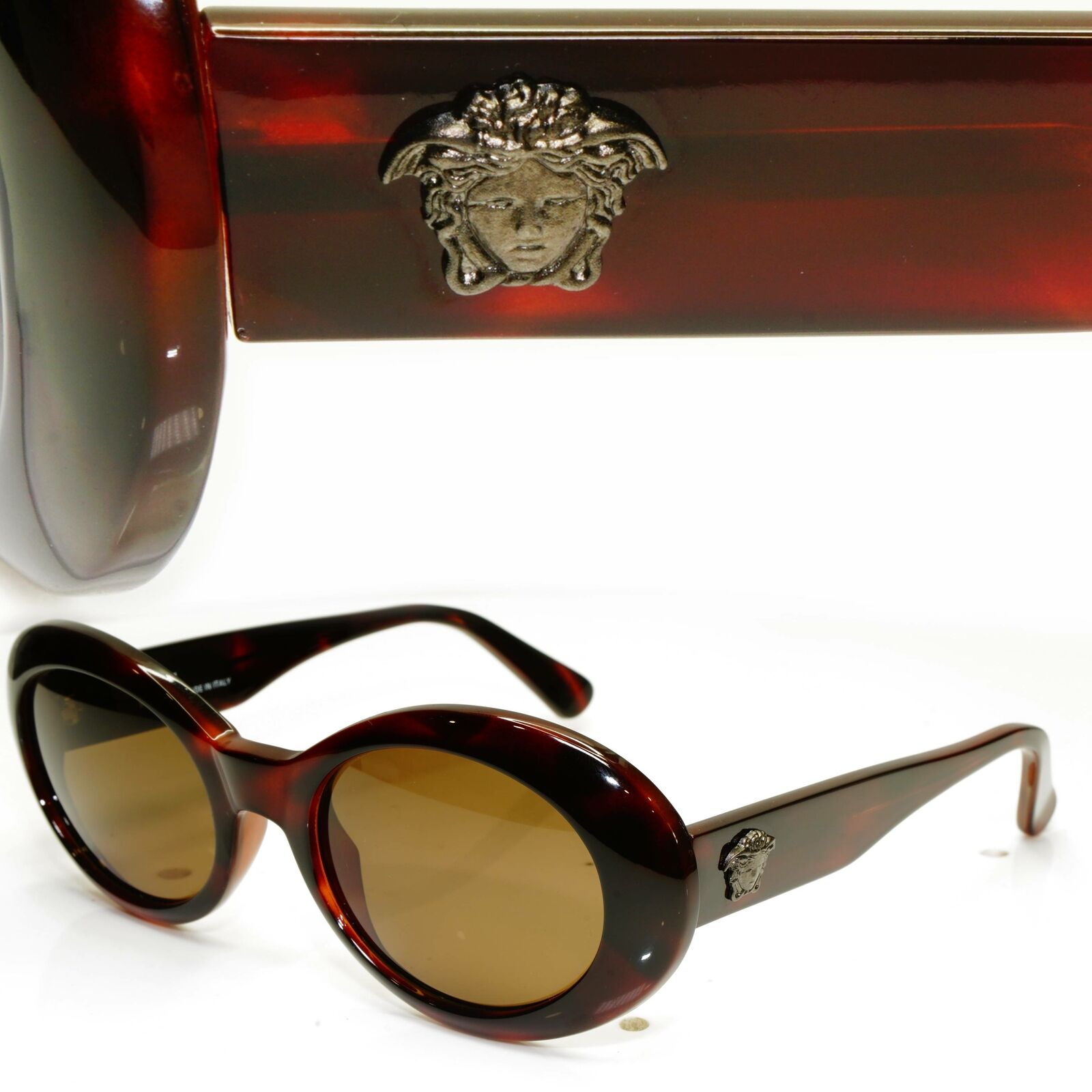 Gianni Versace 1996 Womens Vintage Brown Oval Medusa Sunglasses MOD 403 COL 900