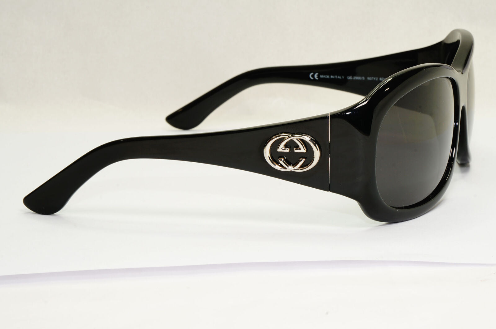 Gucci Sunglasses 2007 Vintag Black Silver Square Glossy GG 2966/S 807Y2 190224