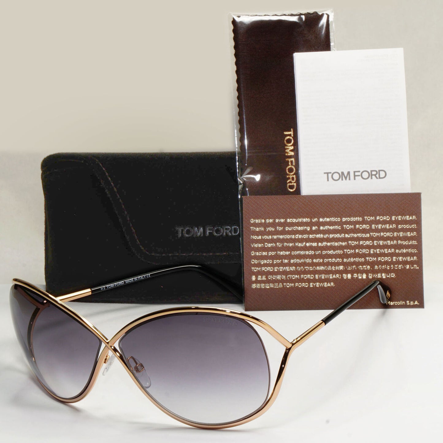 Tom Ford Sunglasses Miranda Gold Grey Gradient Smoke Black FT0130 TF 130 28B