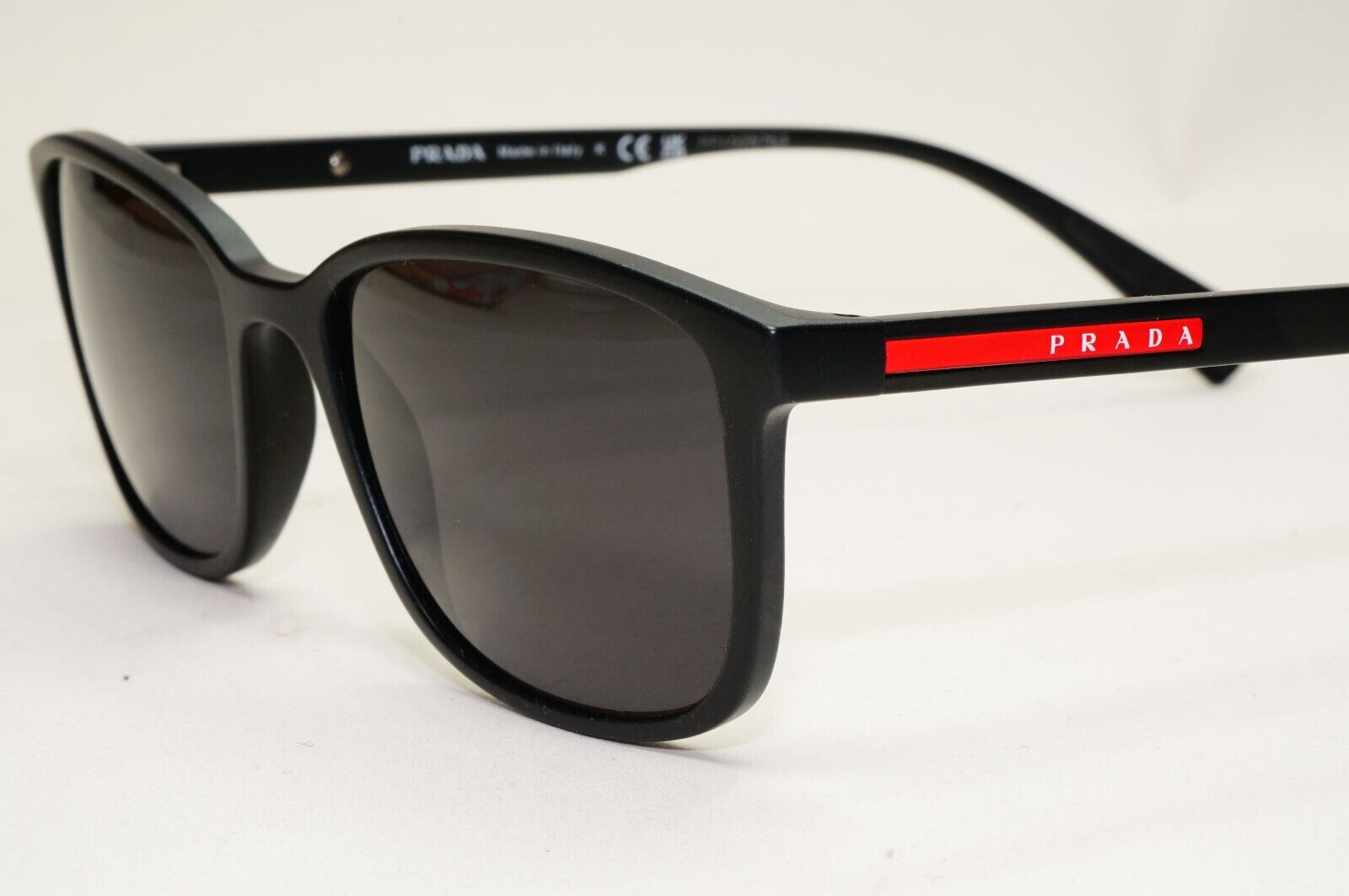 Prada Sunglasses Black Rubber Square Matte Rossa PS04IV VPS 04I DG0-1O1 53mm