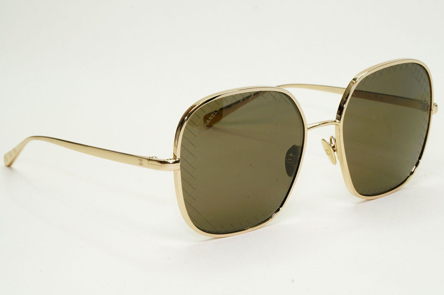 Chanel Sunglasses Gold Brown Square Metal Large 4252 c.395/3 57mm