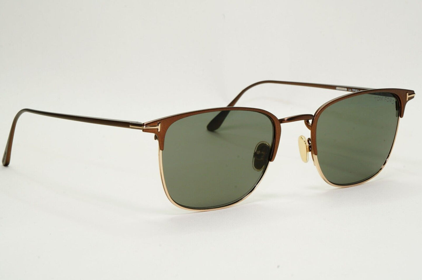 Tom Ford Sunglasses Brown Green Metal Square Liv FT0851 TF 851 49N 52mm