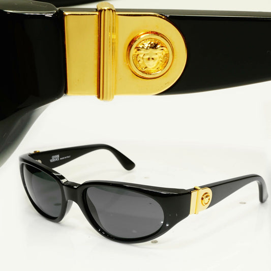 Gianni Versace 1996 Mens Vintage Black Gold Medusa Sunglasses MOD 408 COL 852