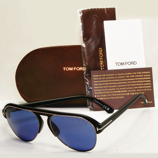 Tom Ford Sunglasses Marshall Black Blue Pilot FT0929 TF 929 Marshall 02V