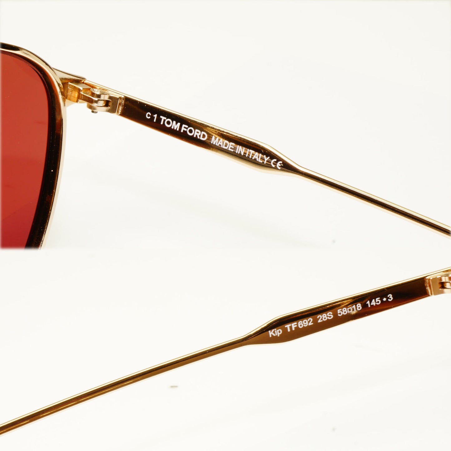 Tom Ford Gold Maroon Red Sunglasses Metal Square Mens Pilot Kip TF 692 28S