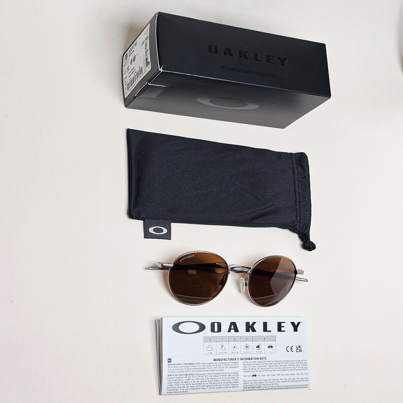 Oakley Sunglasses Terrigal Round Satin Chrome Prizm Tungsten OO 4146 06