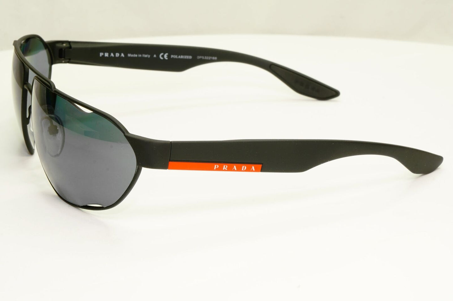 Prada Polarised Black Sunglasses Wrap Grey Pilot Mens PS56US SPS 56U DG0-5Z1