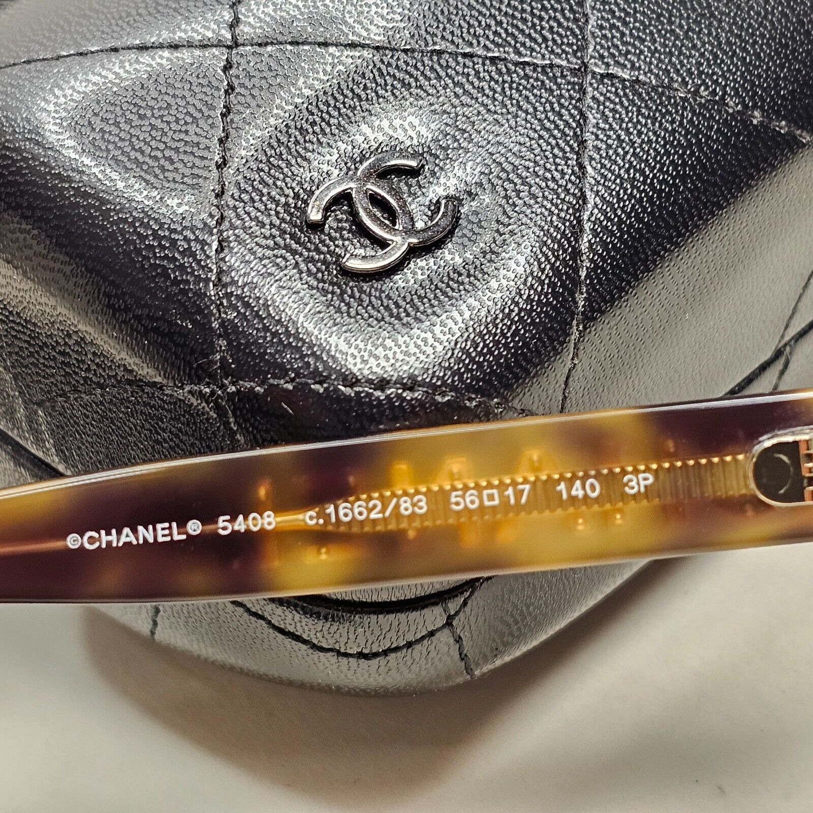 Chanel Sunglasses Polarized Gold Letters Brown Tortoise Square 5408 c.1662/83