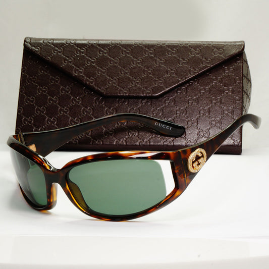 Gucci 2005 Sunglasses Vintage Brown Green Gold GG 2989/S/STRASS V088U 181022