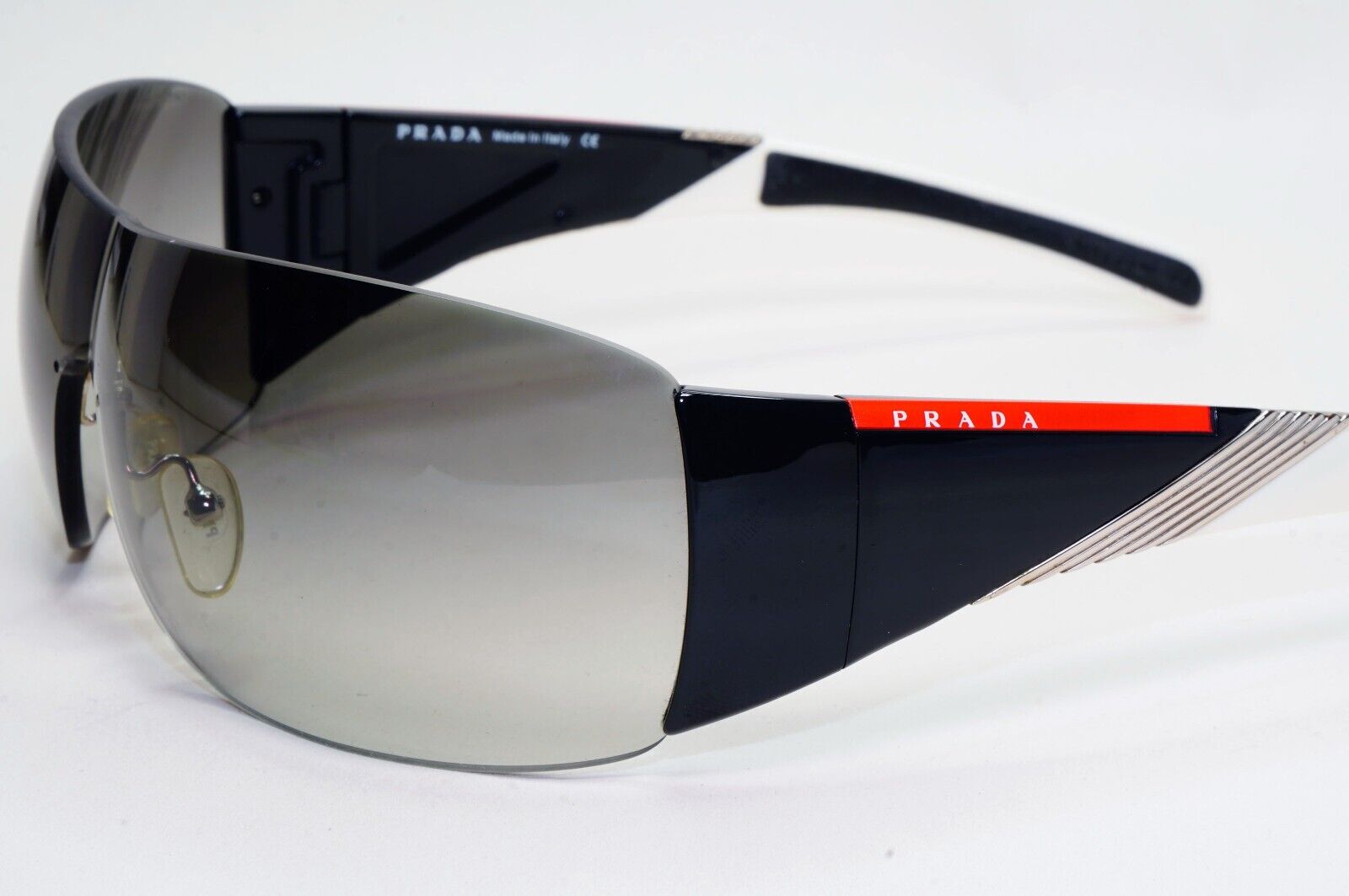 Prada Sunglasses 2007 Vintage Black Grey Shield PS07HS SPS 07H 7RI-3M1 280924