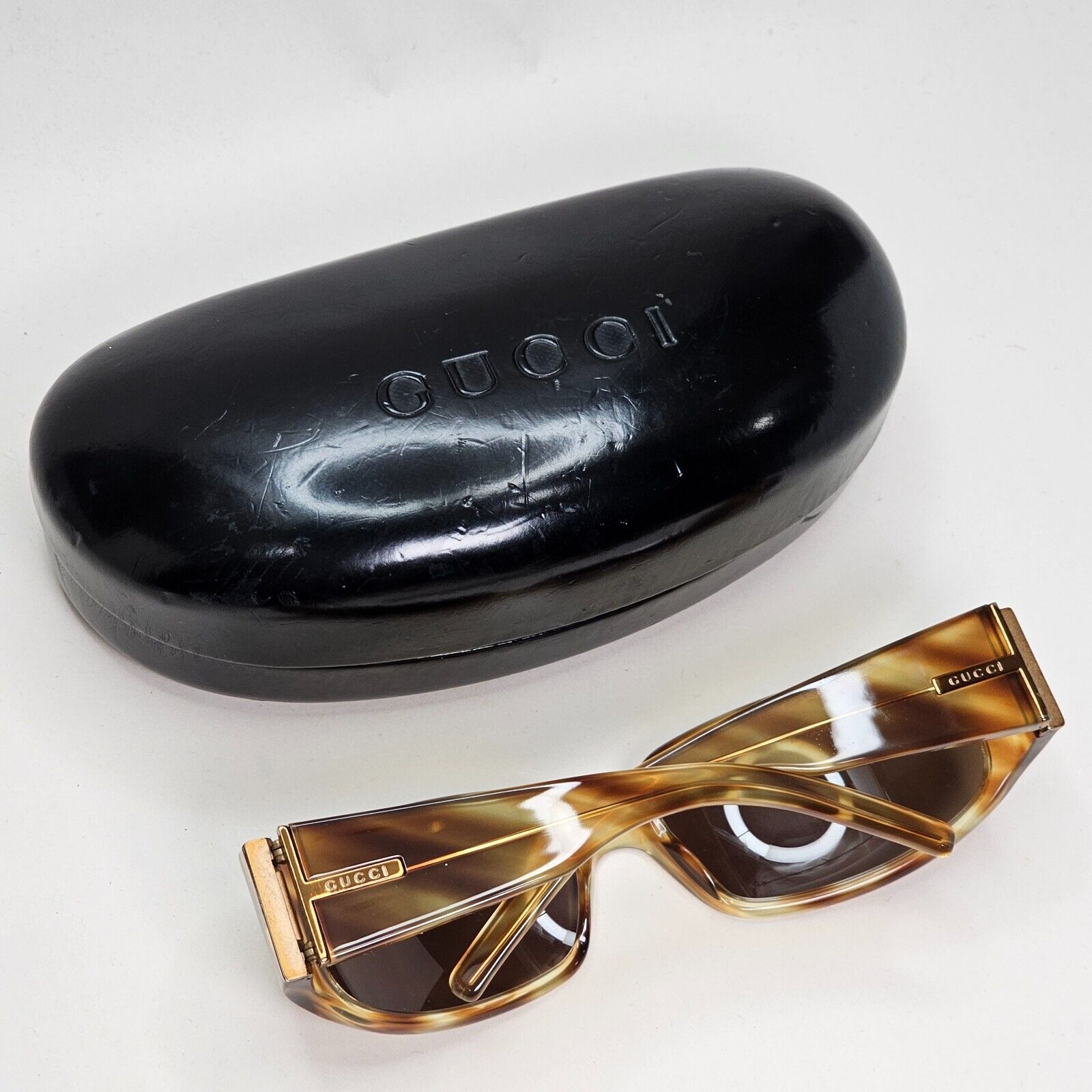 Gucci Sunglasses 1999 Vintage Brown Honey Wrap Retro GG 1437/S GH8N5 011124