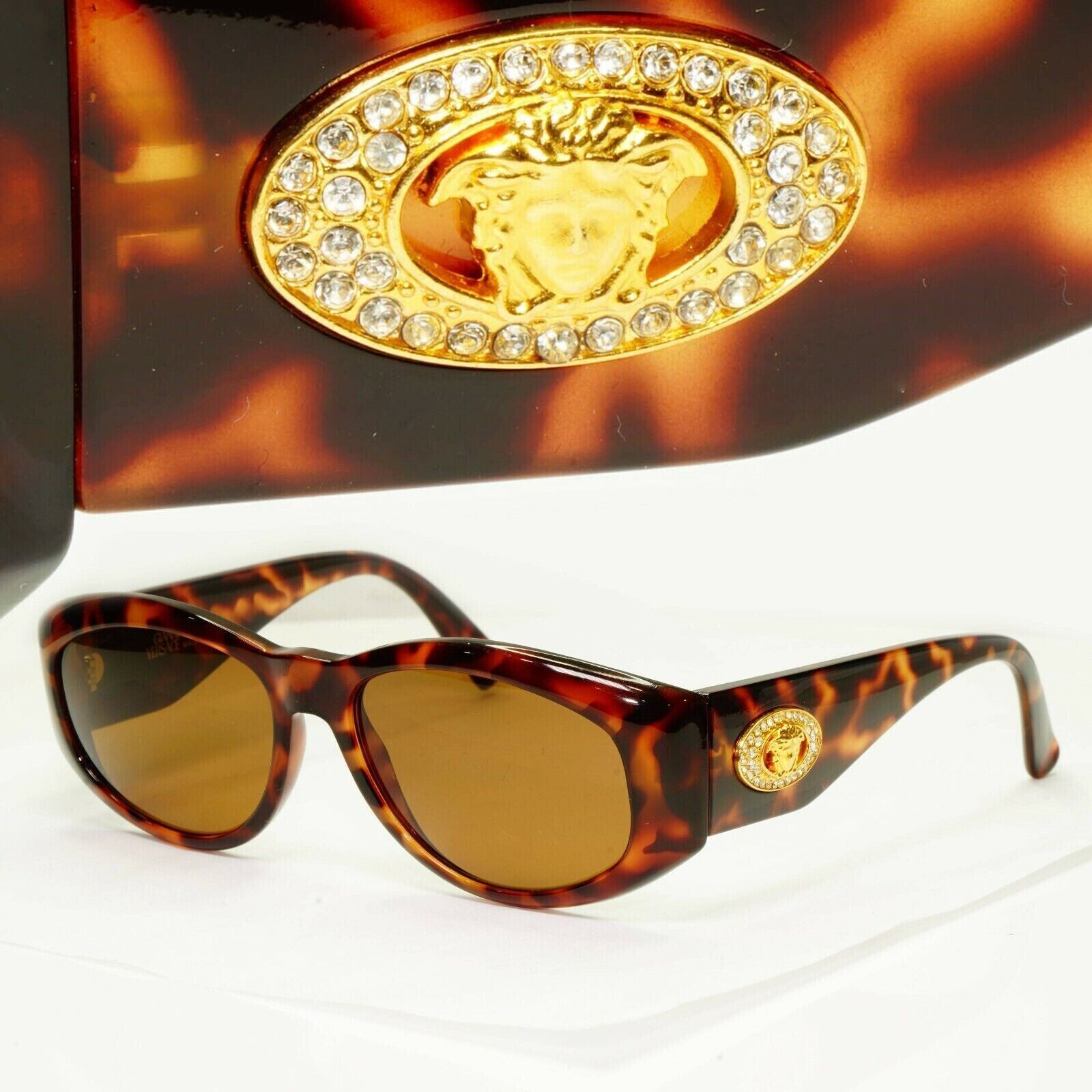 Gianni Versace 1996 Vintage Gold Medusa Biggie Sunglasses MOD 4V4/H COL 869