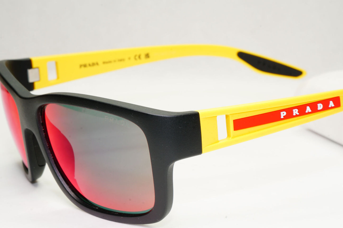 Prada Sunglasses Black Yellow Blue Red Mirror Square PS01WS SPS 01W 08W-08F 59mm