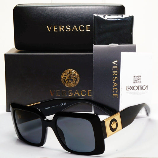 Versace Sunglasses Black Square Oversized Gold Medusa MOD VE 4405 GB1/87 54mm