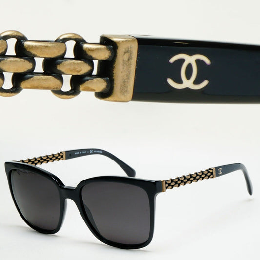 Chanel Sunglasses Chain Black Glossy Square Bronze 5325 c.501/S8 54mm 261124