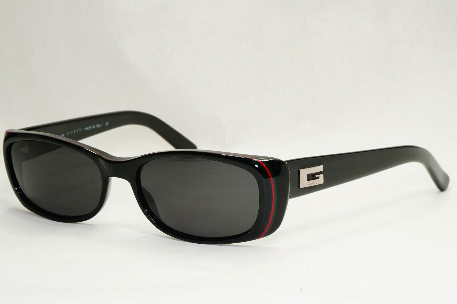 Gucci Sunglasses 1997 Vintage Black Square Red Green Stripe GG 2453/S E5W 270324