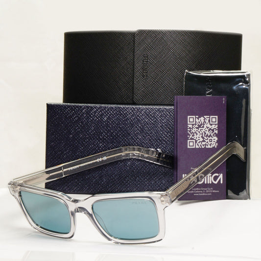 Prada Sunglasses Transparent Grey Crystal Blue Mirror PR06WS SPR 06W U43-01A