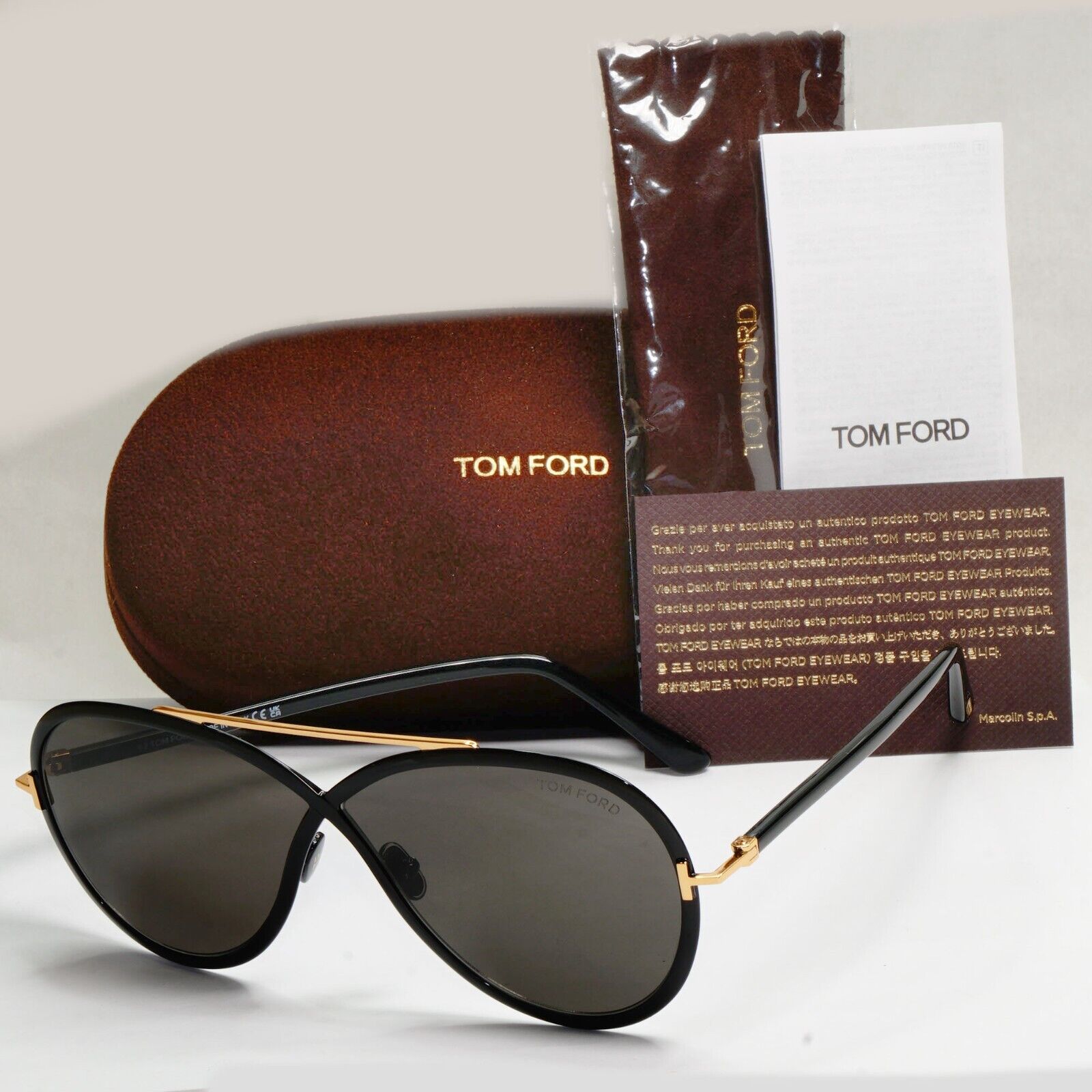 Tom Ford Sunglasses Rickie Black Gold Grey Pilot Unisex FT1007 TF 1007 01A 65mm