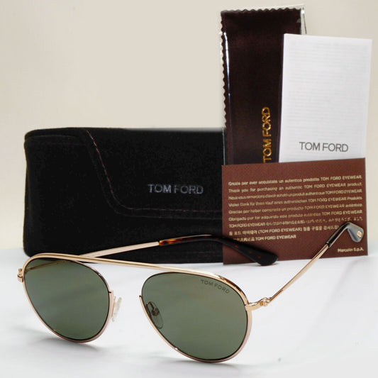 Tom Ford Sunglasses Keith-02 Gold Dark Green Metal Pilot FT0599 TF 599 28N 55mm