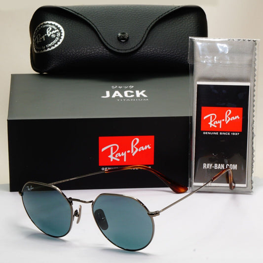 Ray-Ban Sunglasses Jack Titanium Gunmetal Blue Round RB 8165  9244/R5 51mm