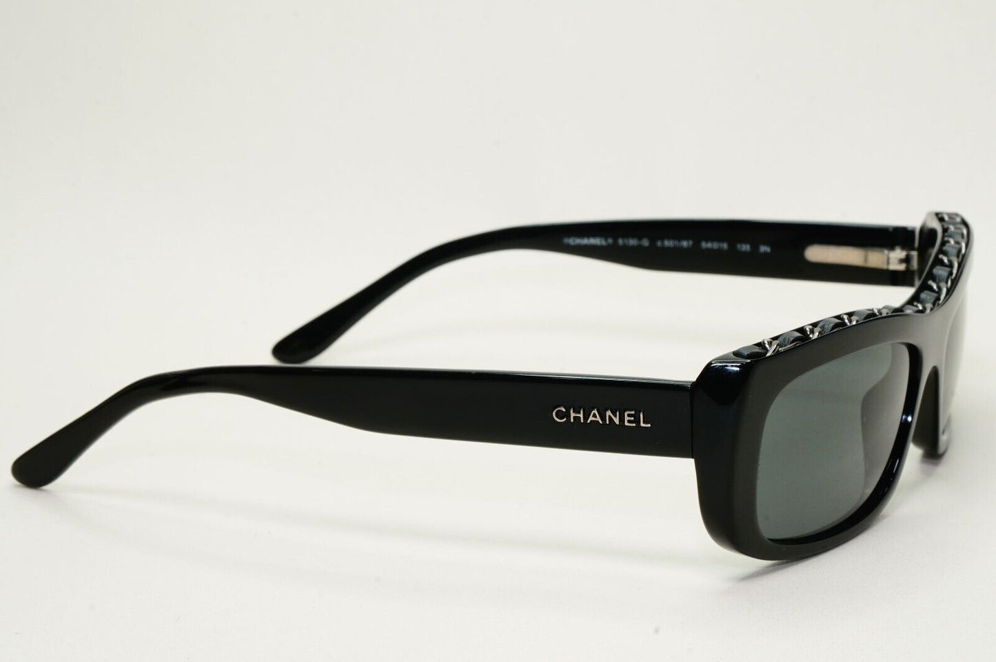 Chanel Sunglasses 2008 Vintage White Black Chain Rectangle 5130-Q c501/87 280924