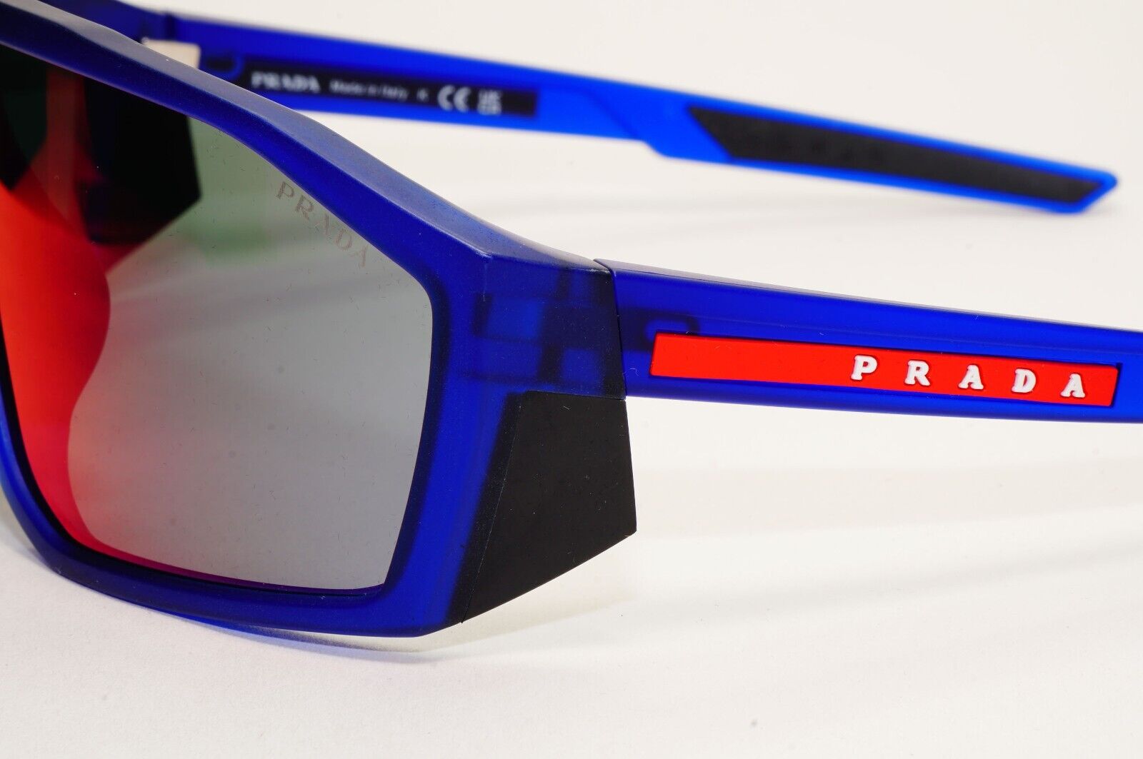 Prada Sunglasses Blue Wrap Mirror Red Grey Transparent PS08WS SPS 08W 10C-08F