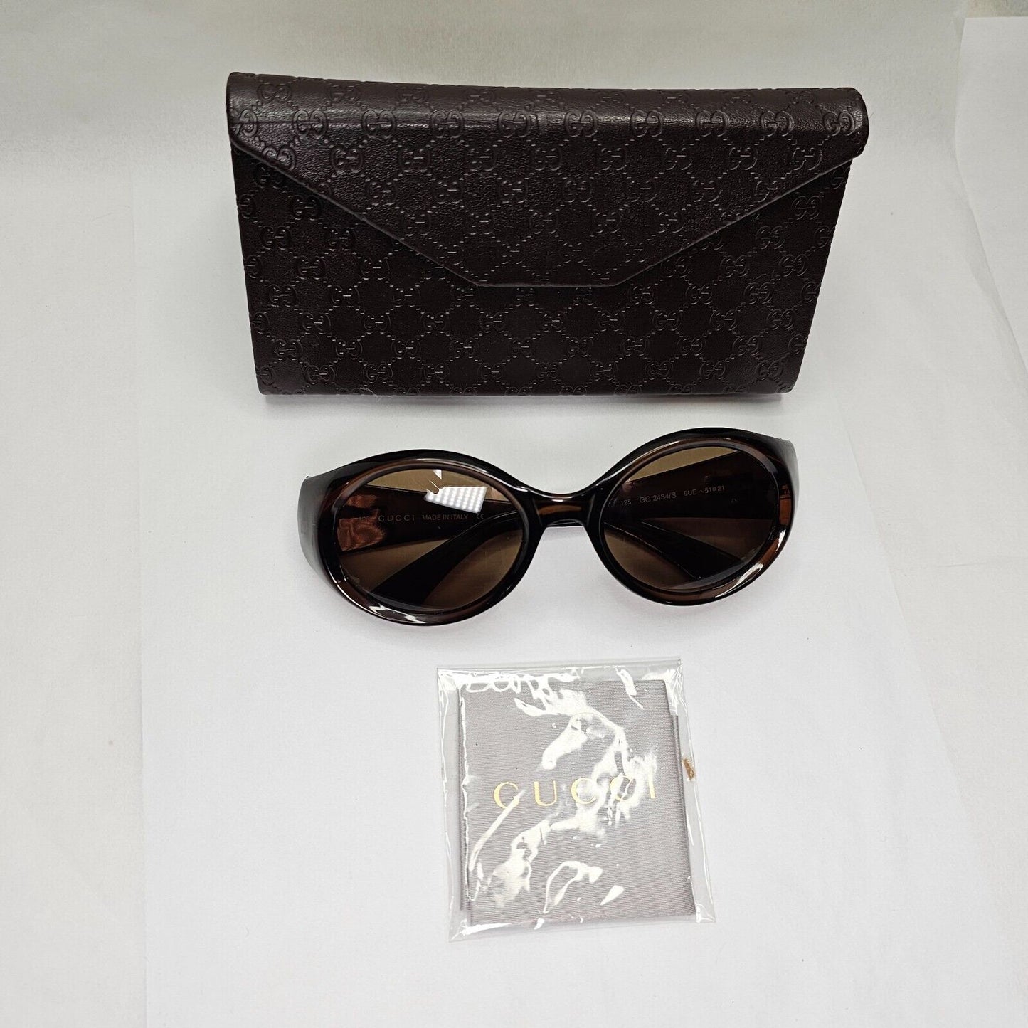 Gucci Sunglasses 1997 Vintage Brown Transparent Oval Retro GG 2434/S 9UE 121223