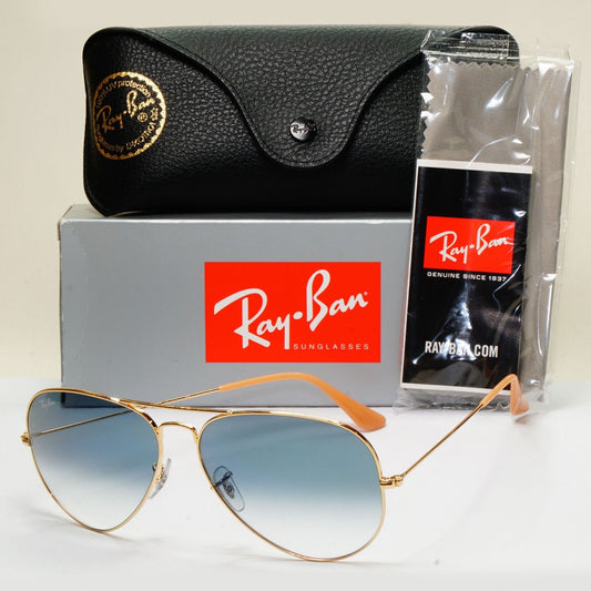 Ray-Ban Sunglasses Aviator Gold Blue Gradient Large RB 3025 001/3F 62mm