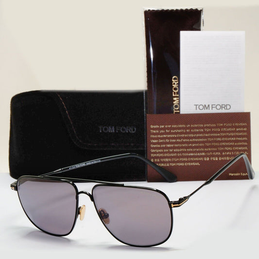 Tom Ford Sunglasses Len Black Grey Mirror Pilot Navigator FT0815 TF 815 01C 58mm