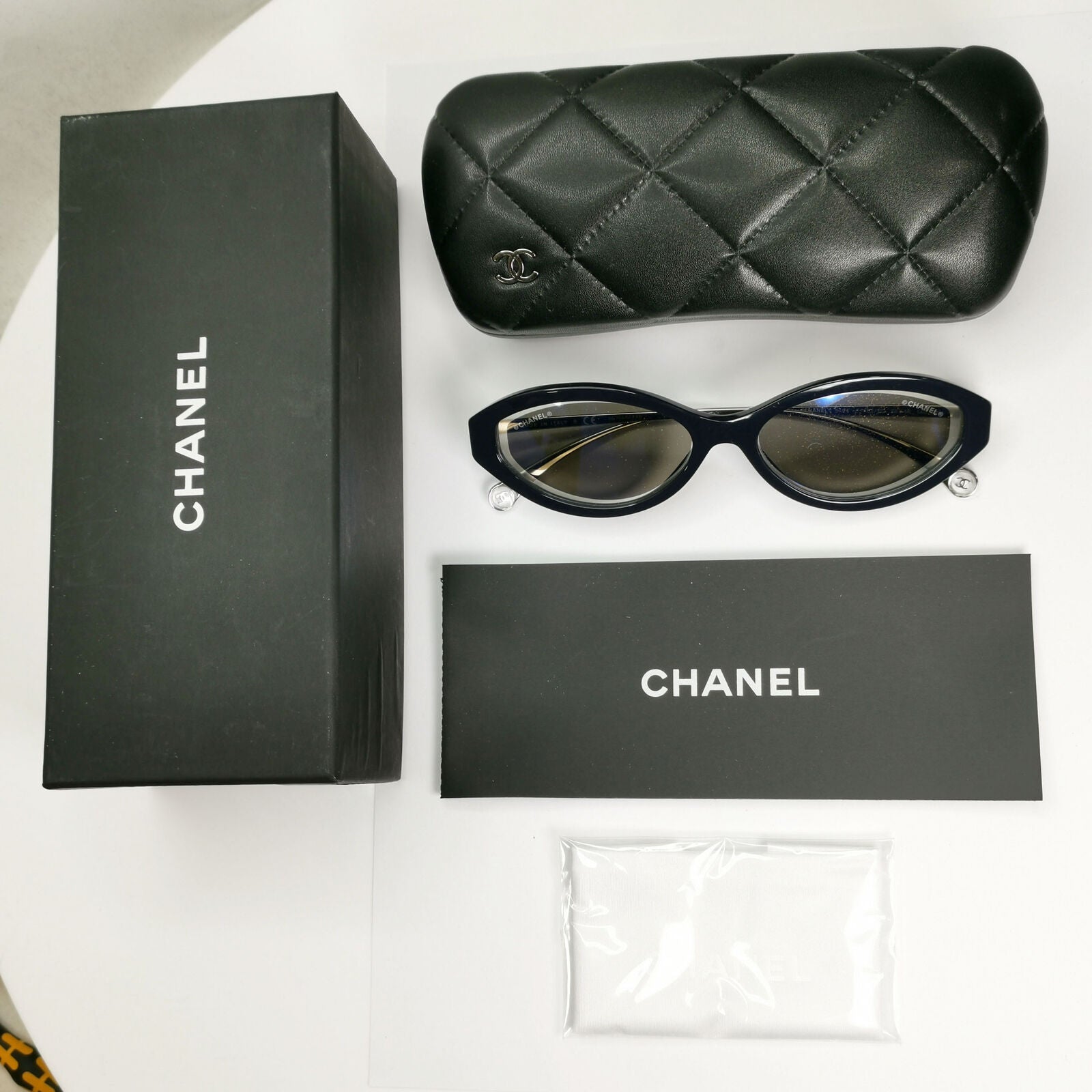 Chanel 2020 Sunglasses Dark Blue Mirror Slim Rectangle 5424 c.1462/ED 290323